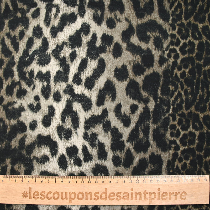 Viscose imprimée flou animal fond taupe