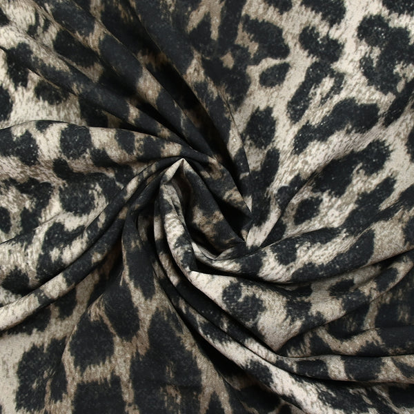 Viscose imprimée flou animal fond taupe
