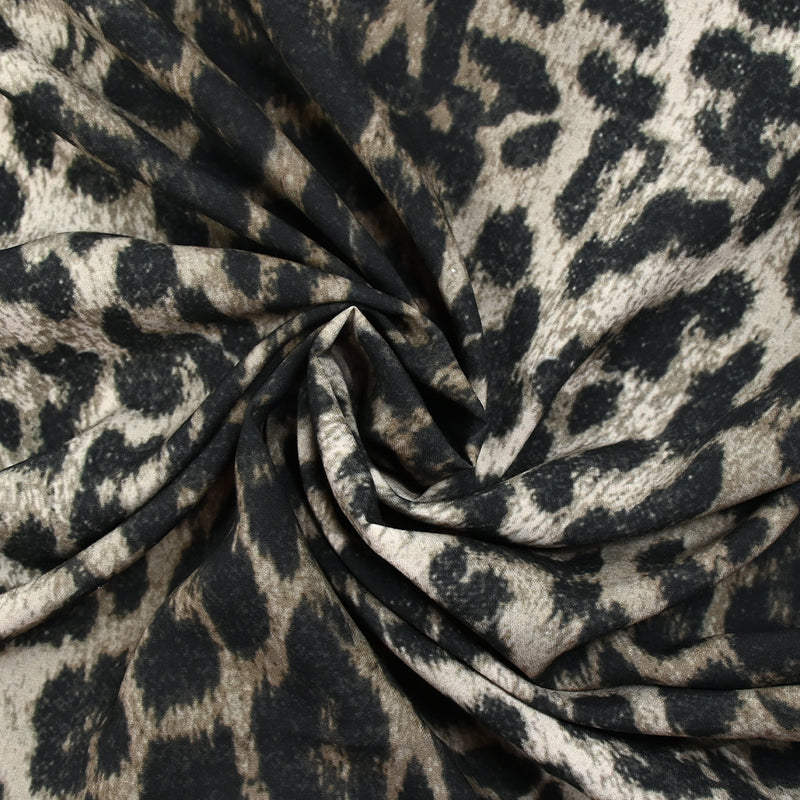 Viscose imprimée flou animal fond taupe