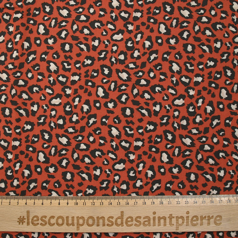 Viscose imprimée léopard fond brique