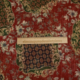 Mousseline crinkle imprimée lurex baroque vert et rouge