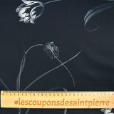 Coton imprimé tulipe fond marine