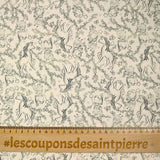 Coton imprimé fille et petit poney fond beige