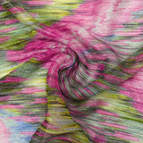 Maille fine plissée Lurex chevron rose, vert et bleu