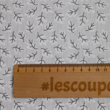Popeline polycoton imprimée rayée et branche fond gris