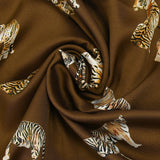 Satin polyester twill with fierce brown background print