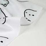 Coton imprimé chat kawai fond blanc
