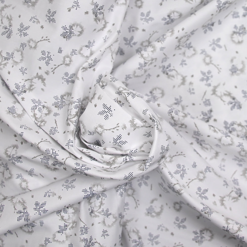 Coupon De Tissu En Coton Mélangé - Bleu Avec Reflets Prune - 110 X 150 Cm - Neuf