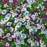 Maille crêpe imprimée temps floral vert fond prune foncé
