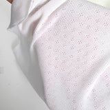 Maille côtelée coton fine ajourée blanc