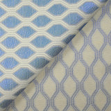 Brocart polyviscose croisement bleu fond écru
