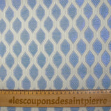 Brocart polyviscose croisement bleu fond écru