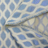 Brocart polyviscose croisement bleu fond écru