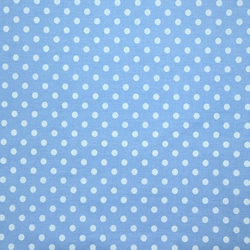 Coton imprimé pois 8 mm fond bleu