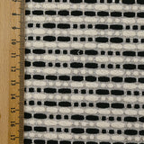 Brocart polycoton rayé Coline noir et blanc cassé