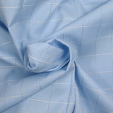 Popeline polycoton jacquard à carreaux ciel