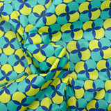 Algodón estampado digital de lunares y trébol limón fondo marino
