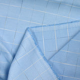 Popeline polycoton jacquard à carreaux ciel