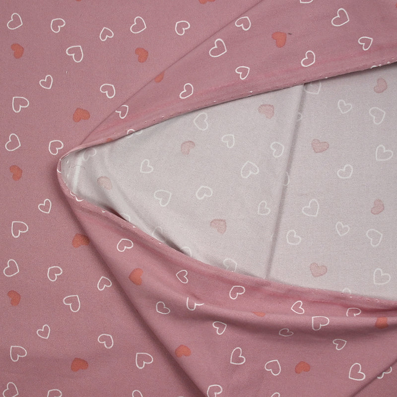 Jersey tout doux imprimé petits cœurs fond rose