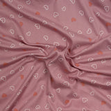 Jersey tout doux imprimé petits cœurs fond rose