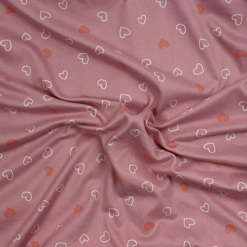 Jersey tout doux imprimé petits cœurs fond rose