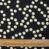 Crêpe viscose imprimé à pois ivoire fond bleu nuit