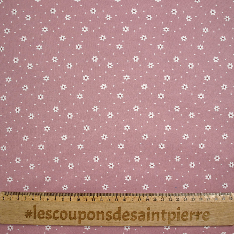 Jersey tout doux imprimé marguerite fond rose