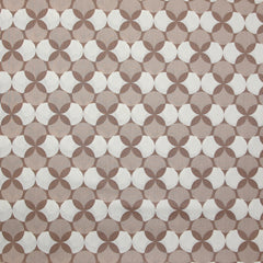 Popeline enduite imprimée pois & trèfle blanc fond marron glacé