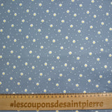 Jersey tout doux imprimé marguerite fond bleu barbeau