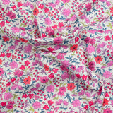 Coton imprimé Vittoria fleurs rose vintage fond blanc cassé au mètre
