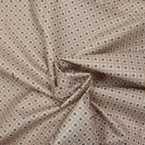 Popeline enduite imprimée fleur losange fond beige