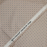 Popeline enduite imprimée fleur losange fond beige