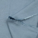 Crêpe viscose Lily brodé feuillage bleu barbeau