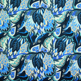 Coton imprimé Ginevra bleu et gris fond marine au mètre