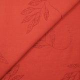 Crêpe viscose Lily brodé feuillage rouge
