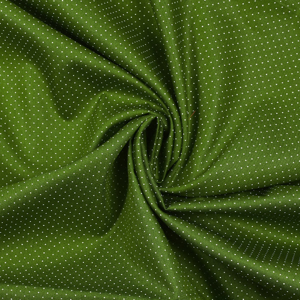 Coton imprimé mini pois fond vert militaire