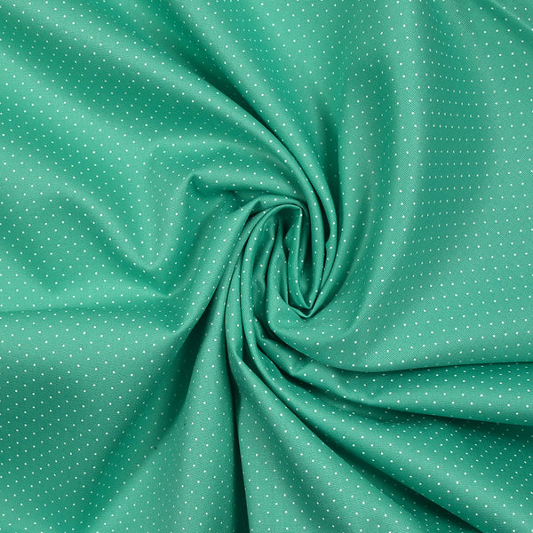 Coton imprimé mini pois fond turquoise
