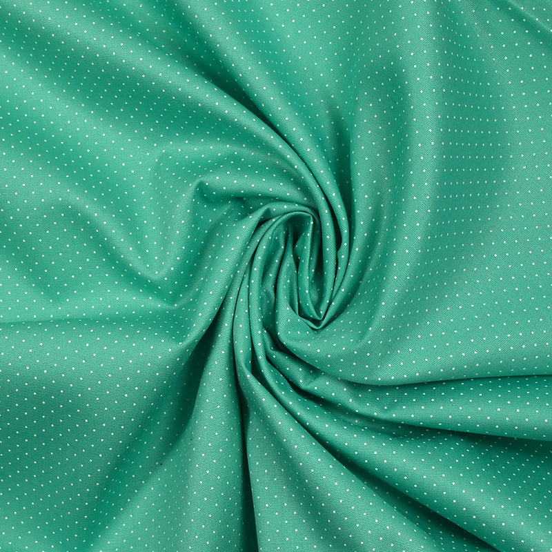 Coton imprimé mini pois fond turquoise