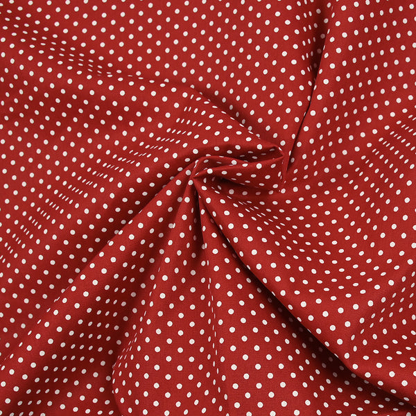 Coton imprimé pois 2mm fond rouge