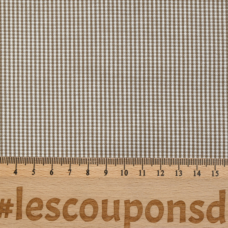 Coton à mini carreaux 1 mm blanc et marron
