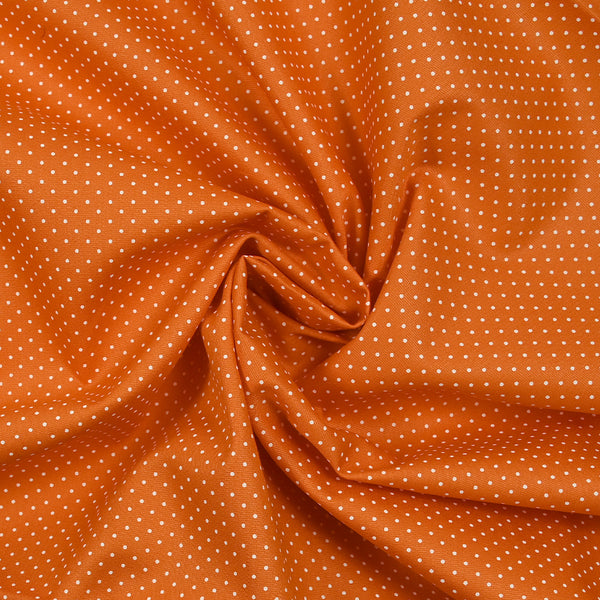 Coton imprimé petits pois 1mm fond mandarine
