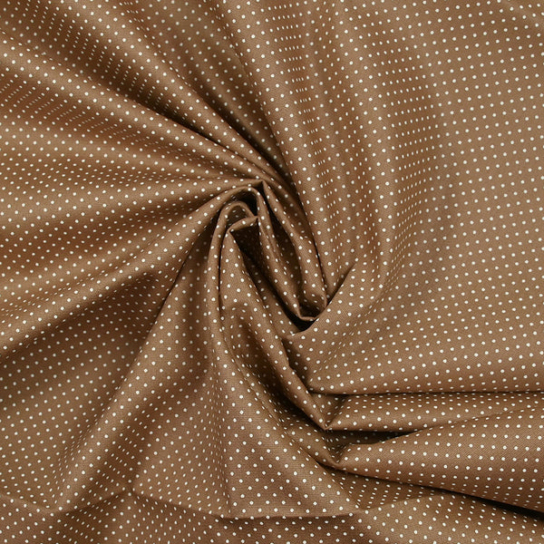 Coton imprimé pois 1mm fond marron clair