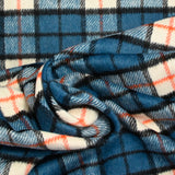 Polyester cardé à carreaux bleu