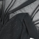 Mousseline paillettes argents fond noir