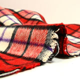Polyester cardé à carreaux rouge