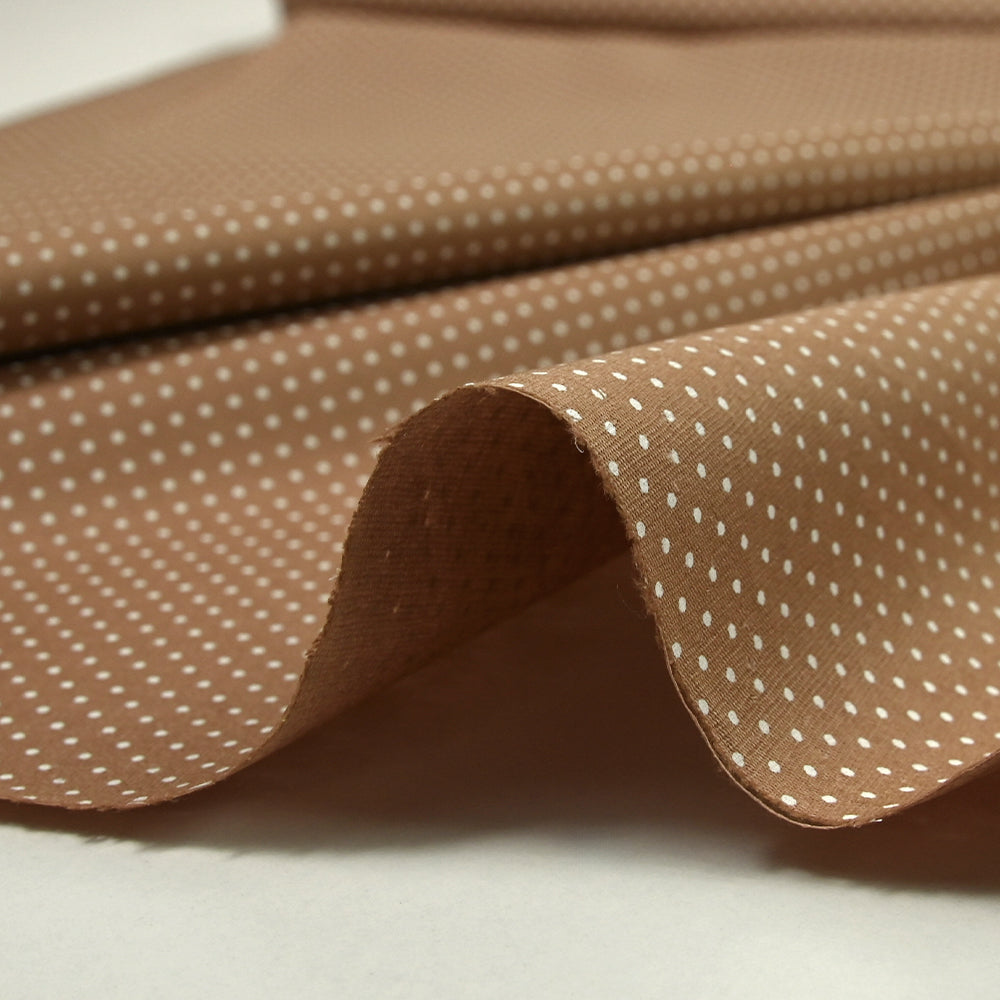 Coupon Jersey Maille Résille Extensible Imprimé Pois Beige - 2m50 X 140cm - Neuf Pour Couture