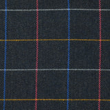 Tejido de poliviscosa teñida a cuadros Nicolas, fondo azul marino jaspeado