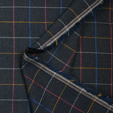 Tejido de poliviscosa teñida a cuadros Nicolas, fondo azul marino jaspeado