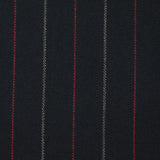 Fondo negro rojo y gris rayado de poliviscosa teñida tejida