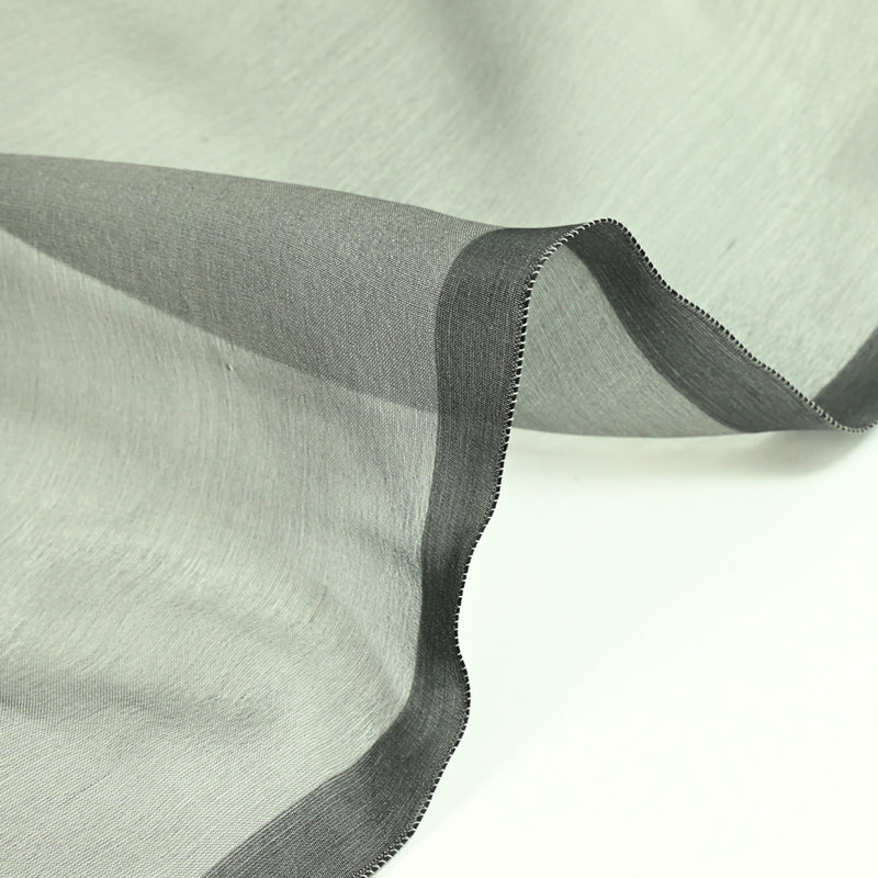 Mousseline of 100% anthracite gray silk